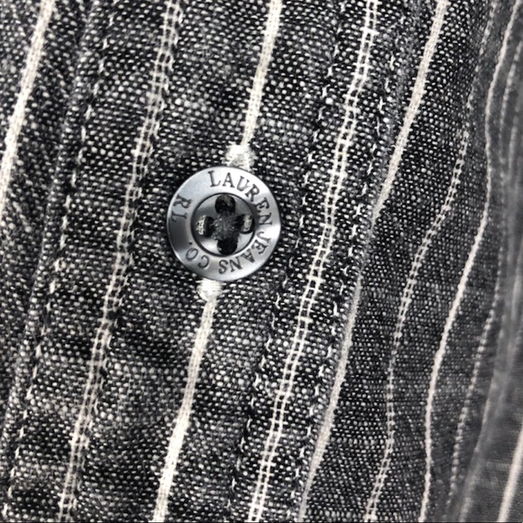 Lauren Jeans Co Gray Pin Stripe Button Down Shirt Size S/M - Picture 9 of 16